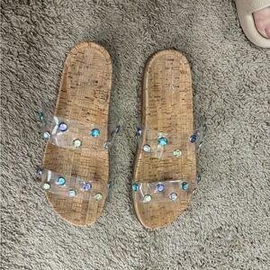 Mix No.6 clear strap cork sandal slides